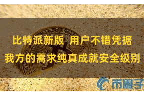比特派新版 用户不错凭据我方的需求纯真成就安全级别