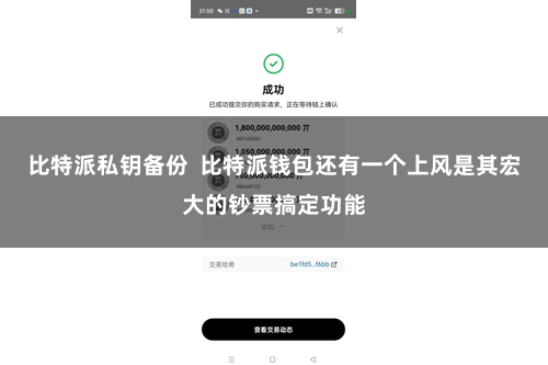 比特派私钥备份  比特派钱包还有一个上风是其宏大的钞票搞定功能